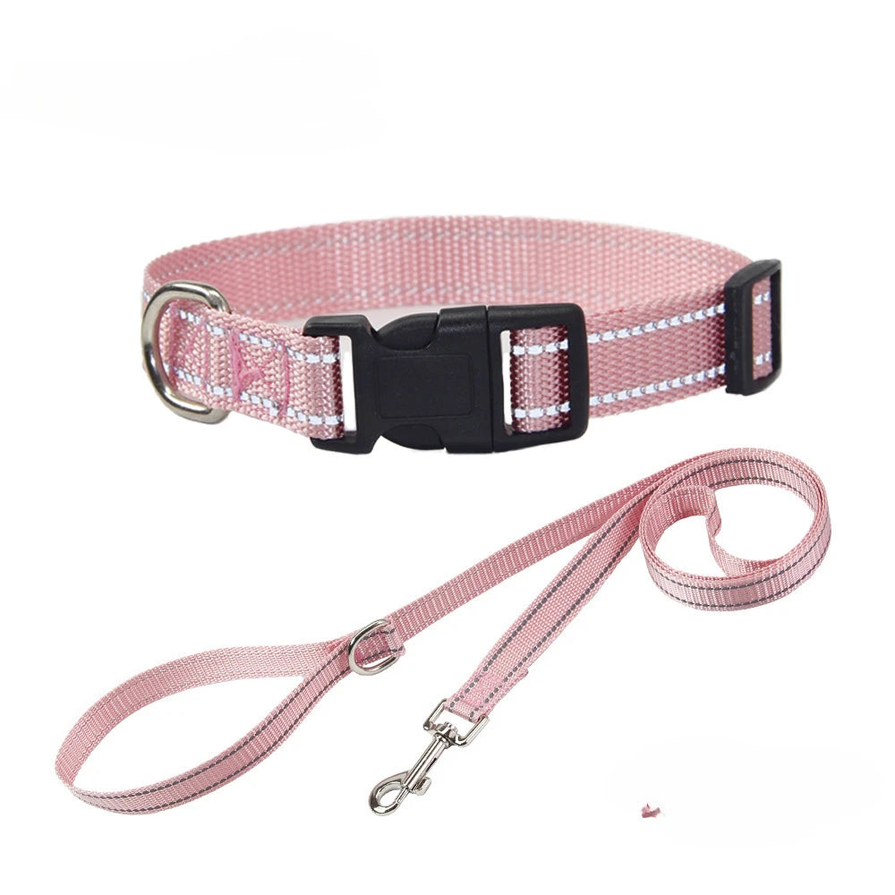 Nylon Collar Leash Set Adjustable Durable Small Medium Large Dog Safe Nylon Daily Walking Outdoor