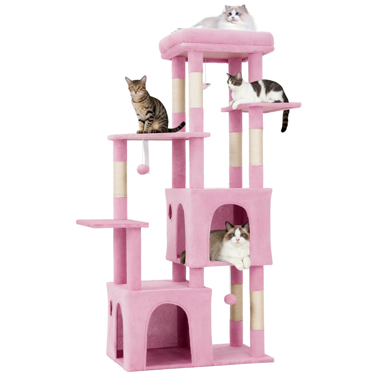 HiMISS Cat Tree Tower For Large Cats Maine Coon With Perch And Condos