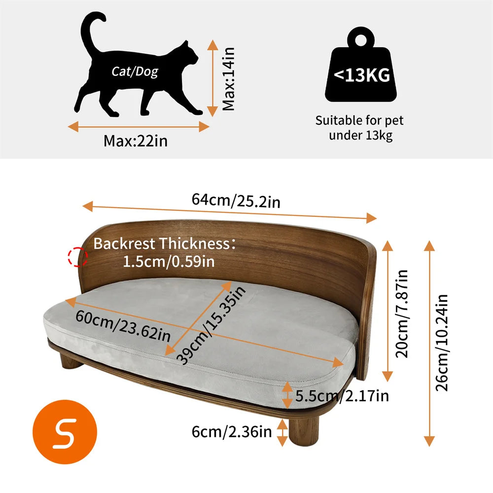 Borwart Elevated Wooden Pet Sofa Bed For Dogs And Cats