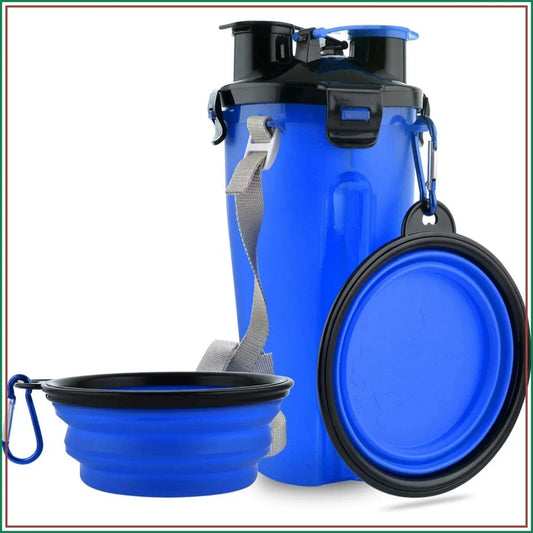 2-In-1 Dog Travel Water Bottle With Collapsible Bowls For Outdoor Activities
