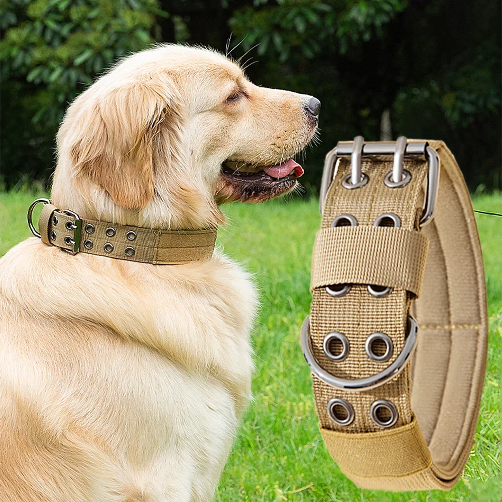 Outdoor Adjustable Military Dog Collar Traction Rope Metal D-Ring and Buckle Working Dog Collar Five-Level for Medium and Large dog harness and leash set pet collars ip67 waterproof pet collar harness