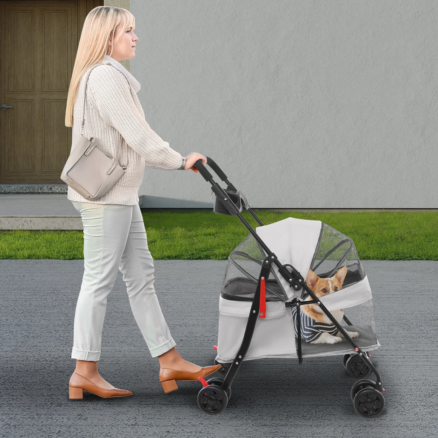 Bymaocar Foldable Pet Stroller For Dogs And Cats Travel Cart