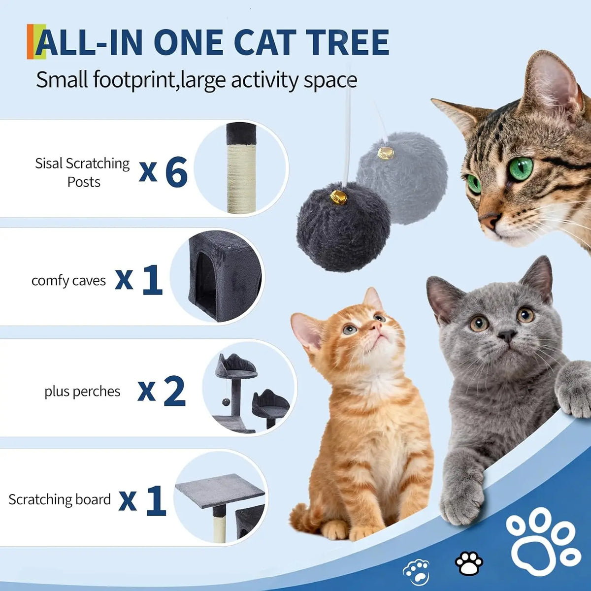Garvee Cat Tree Tower With Scratching Posts Perches And Condos
