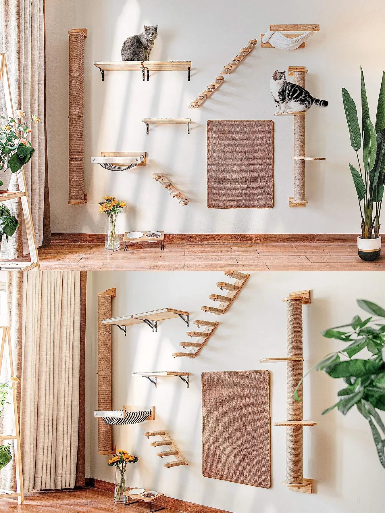PETRAVEL Cat Tree With Scratching Posts And Hammock Wall Mounted