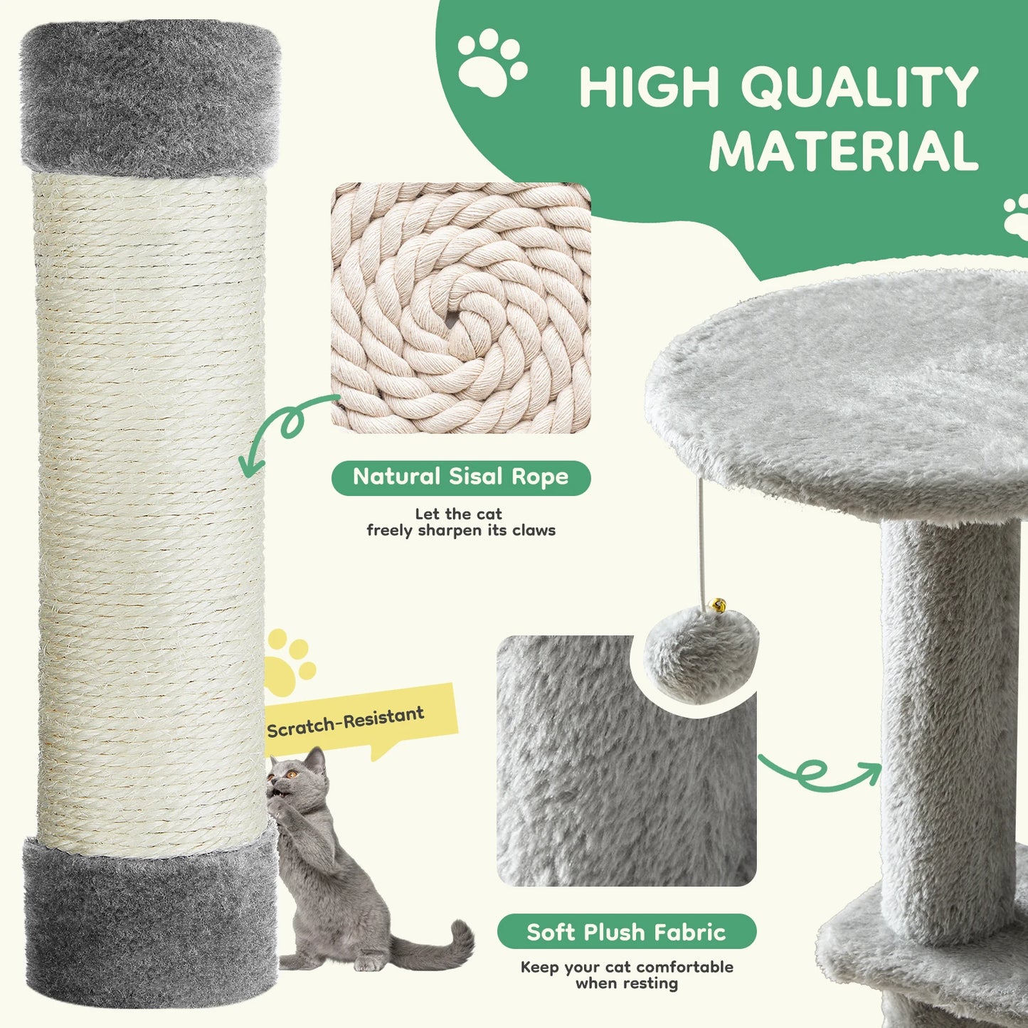JHK Cat Tree Tall Multi Level Climbing Tower for Cats