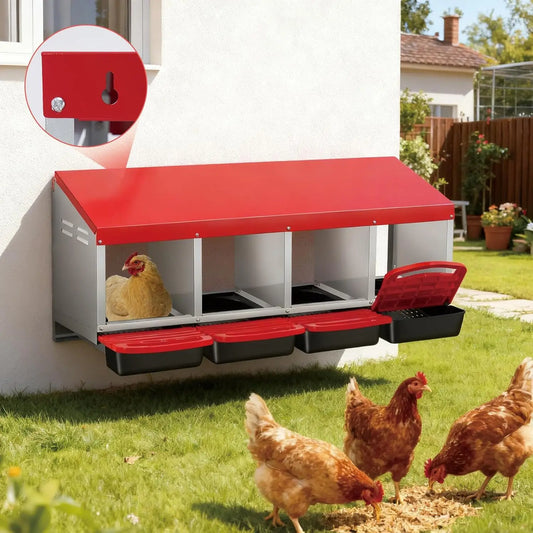 TWISTER.CK Waterproof Metal Chicken Nesting Box Roll-Out Egg