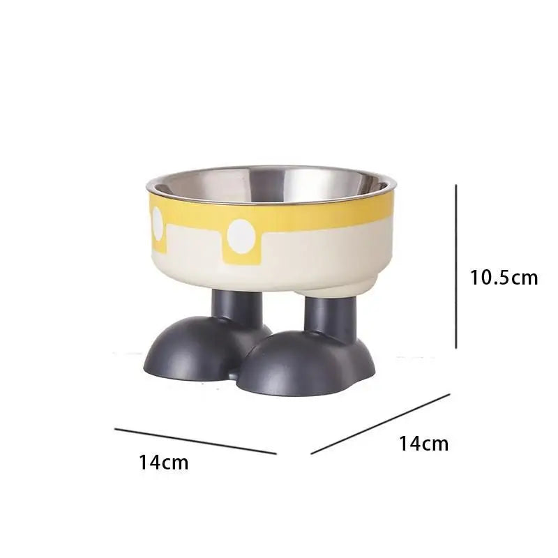 Pet Feeding Bowl Cat Dog Large Capacity Elevated Anti Choking Neck Protection Cartoon Stainless Steel Indoor Daily All Size Matching Stand