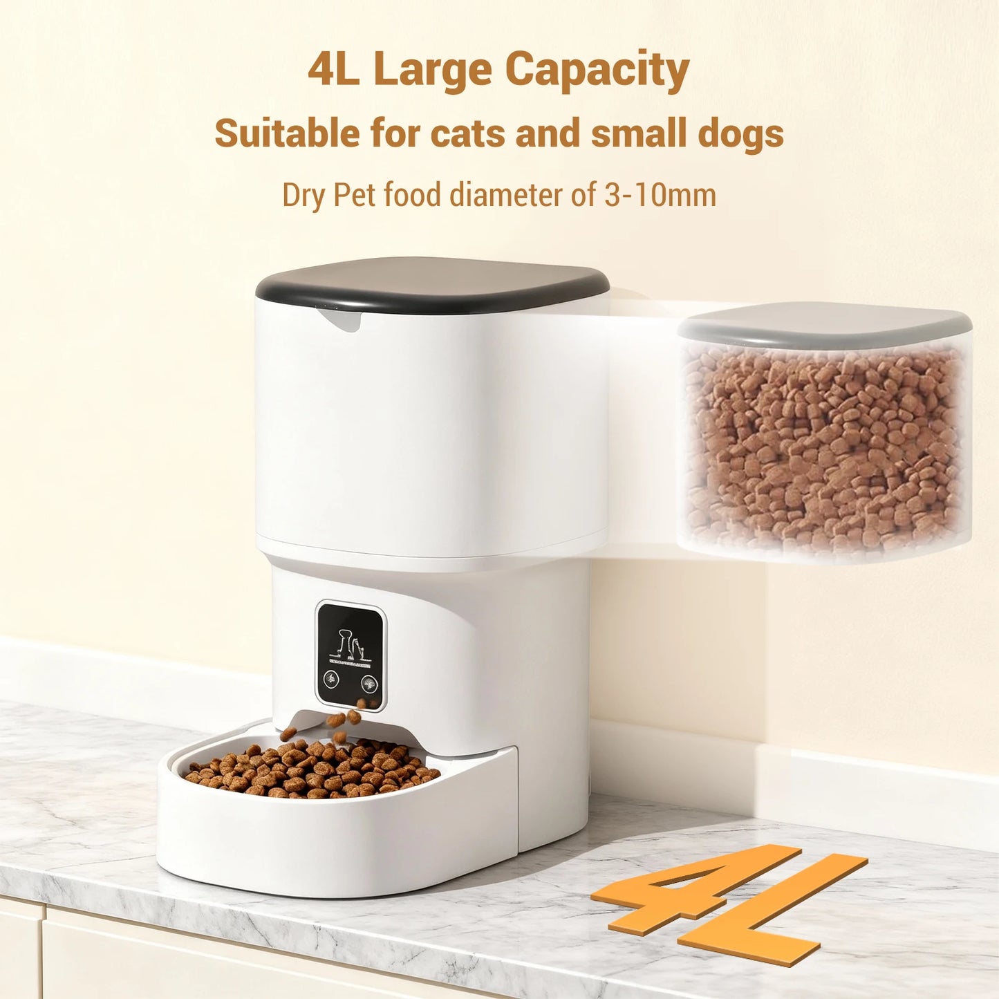 HiMISS 4L Automatic Cat Feeder With Timer And Portion Control