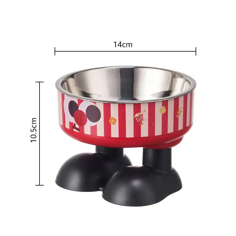 Pet Feeding Bowl Cat Dog Large Capacity Elevated Anti Choking Neck Protection Cartoon Stainless Steel Indoor Daily All Size Matching Stand
