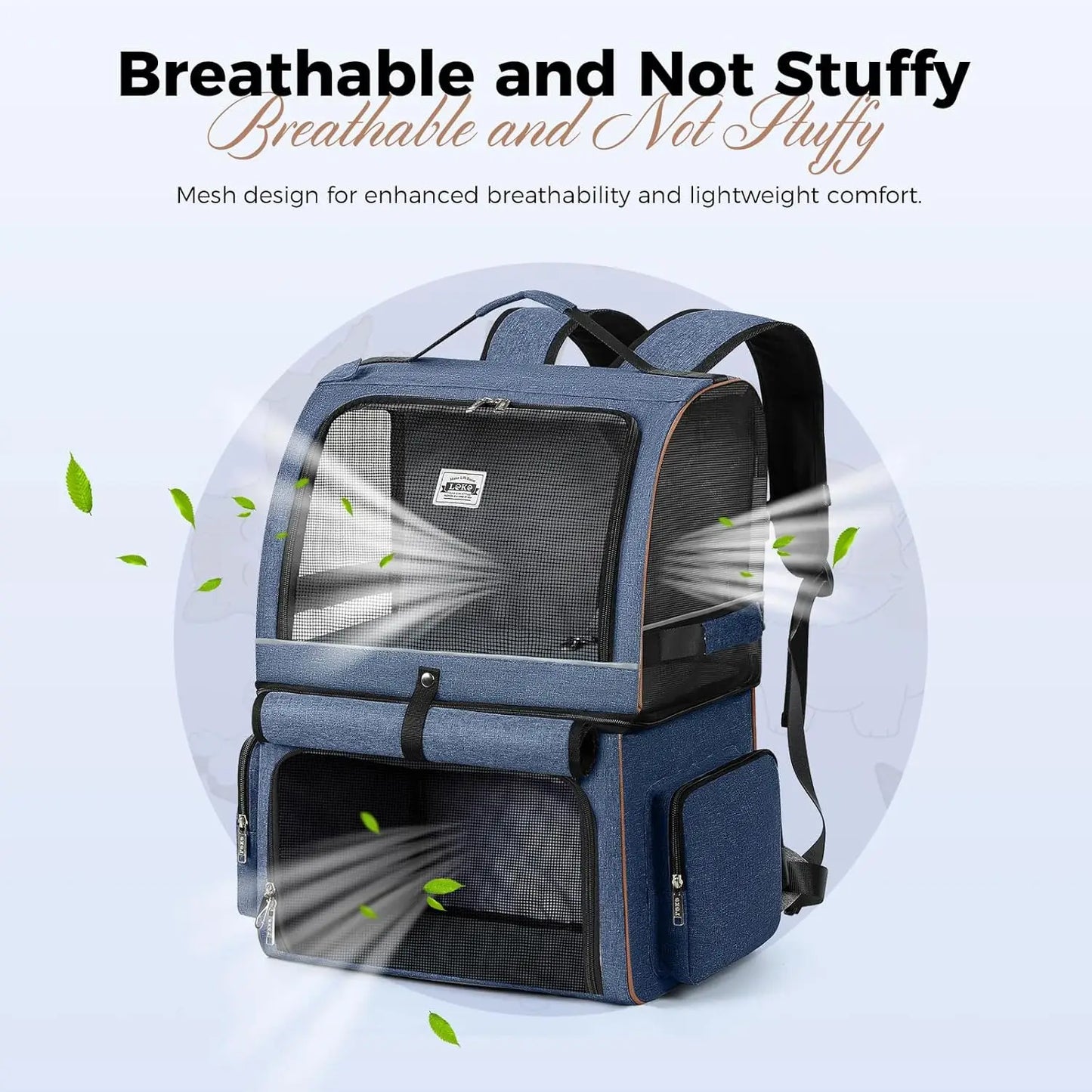 Double-Compartment Cat Backpack Carrier for Two Cats or A Dog