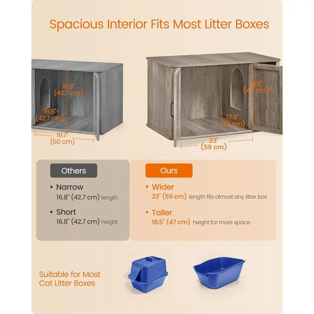 Litter Box Enclosure For Cats Front Entry And Double Doors