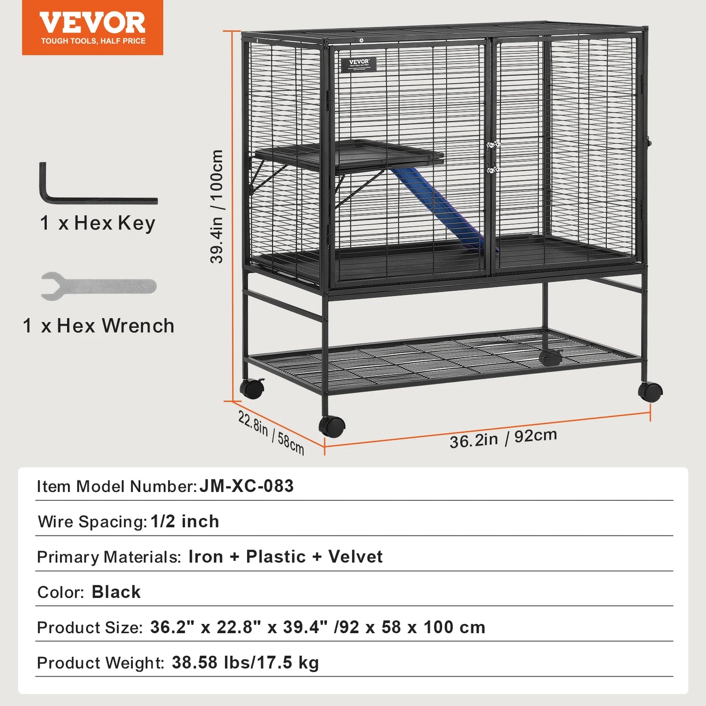 SucceBuy Rolling Metal Ferret Cage 4-Tier Small Animal Cage