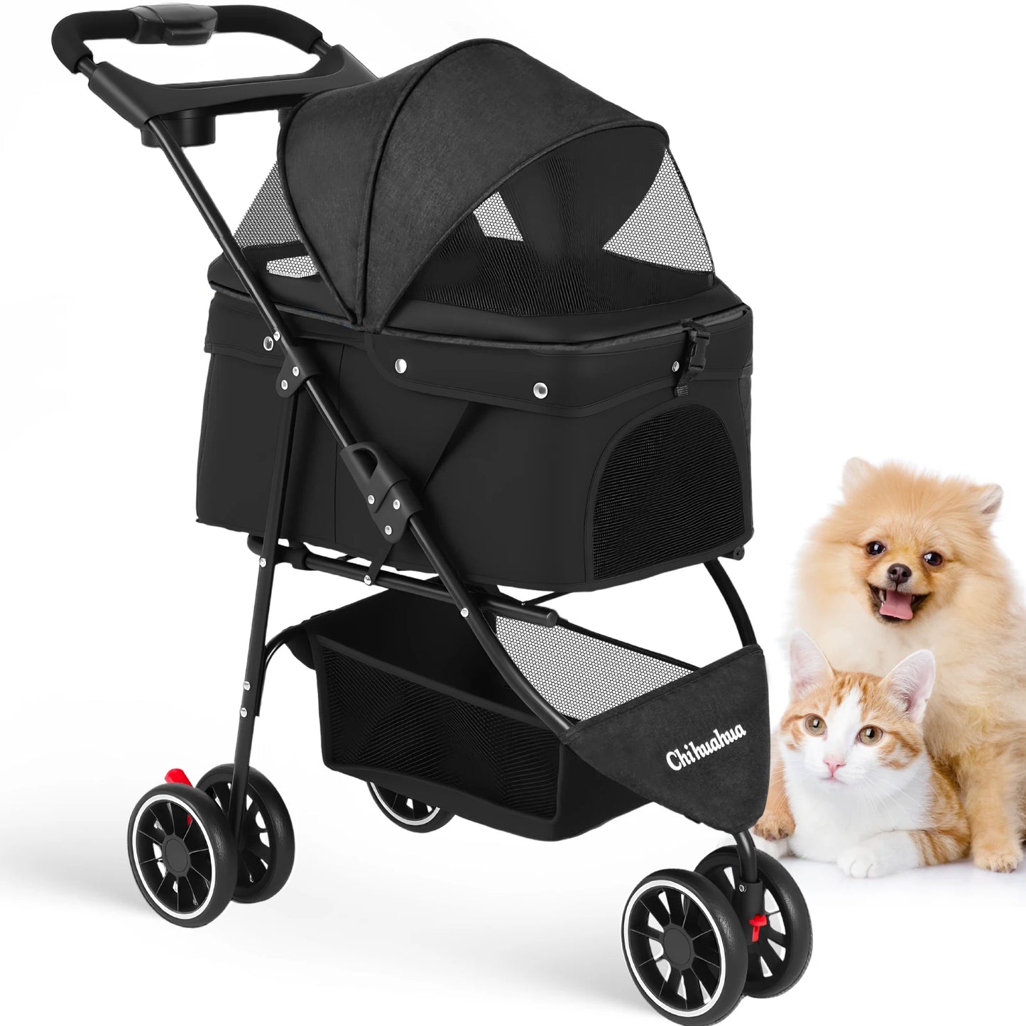 Chihuahua Pet Stroller For Dogs Cats Foldable Travel Carrier