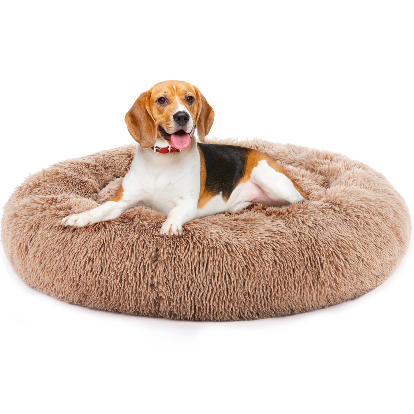 JHK Calming Round Dog Bed Plush Faux Fur Anti Slip