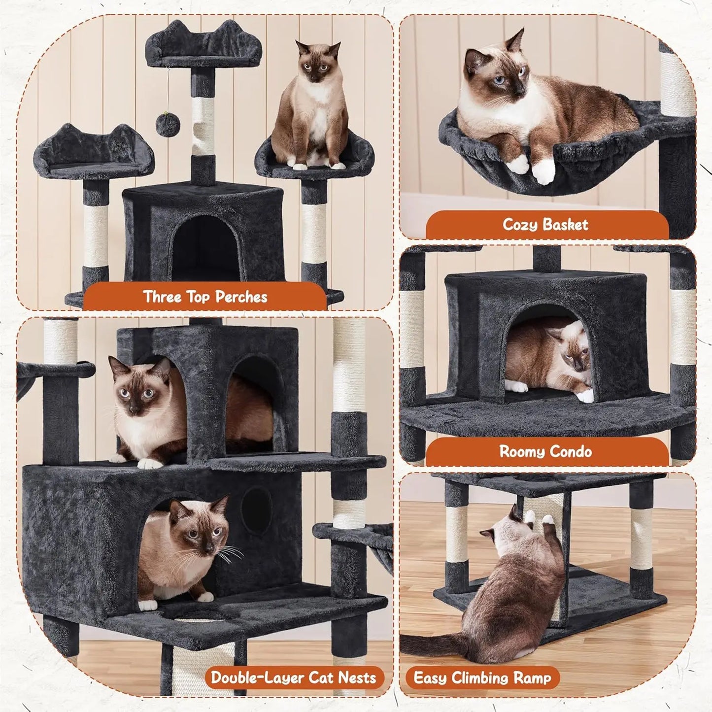 Cat Tree With Condos Sisal Posts Plush Perches Ladder