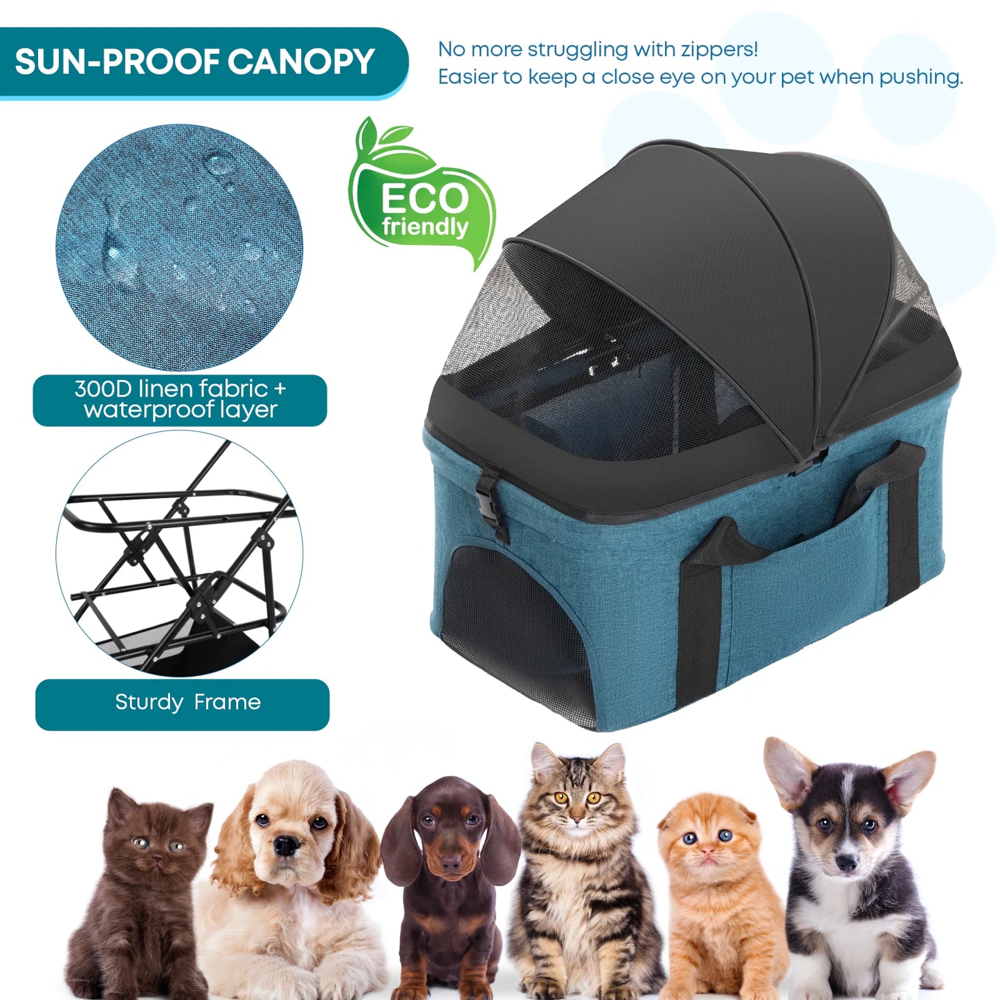 CHIHUAHUA 3 In 1 Pet StrollerPro For Dogs And Cats