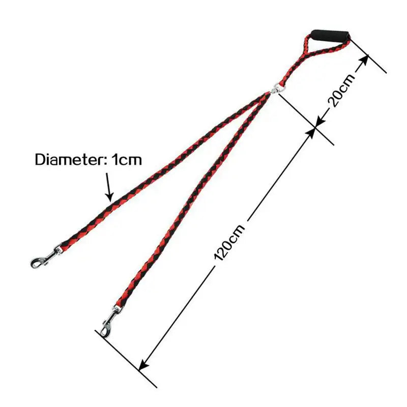 1.4m Double Dog Leash With Two Way Coupler And Elastic