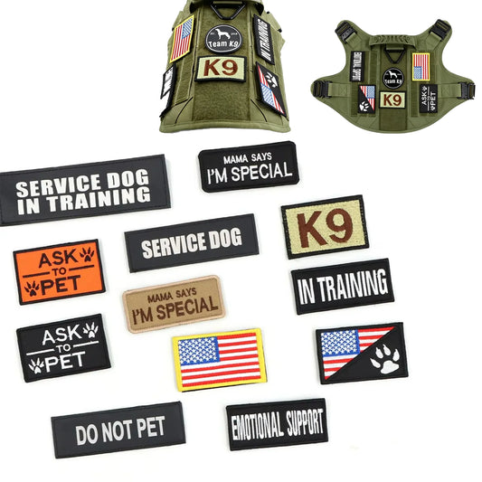12 Pieces Tactical Patch Bundle For Dog Vest Harness Collar Personalized Patches Tags Sticker Label Custom Name ID Sticker