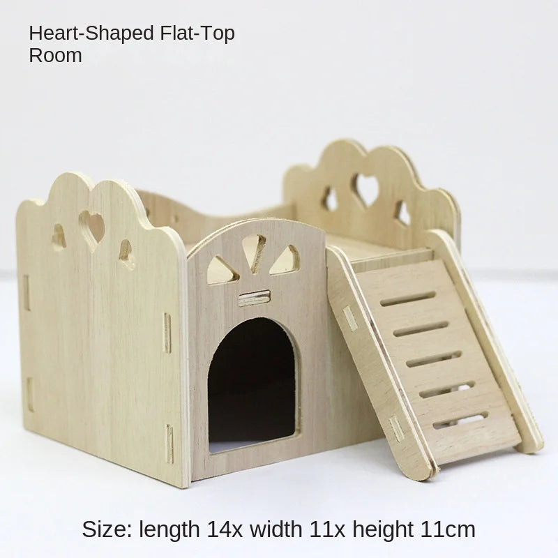 Wooden Hamster Toys Set With Cages Running Wheels Nests