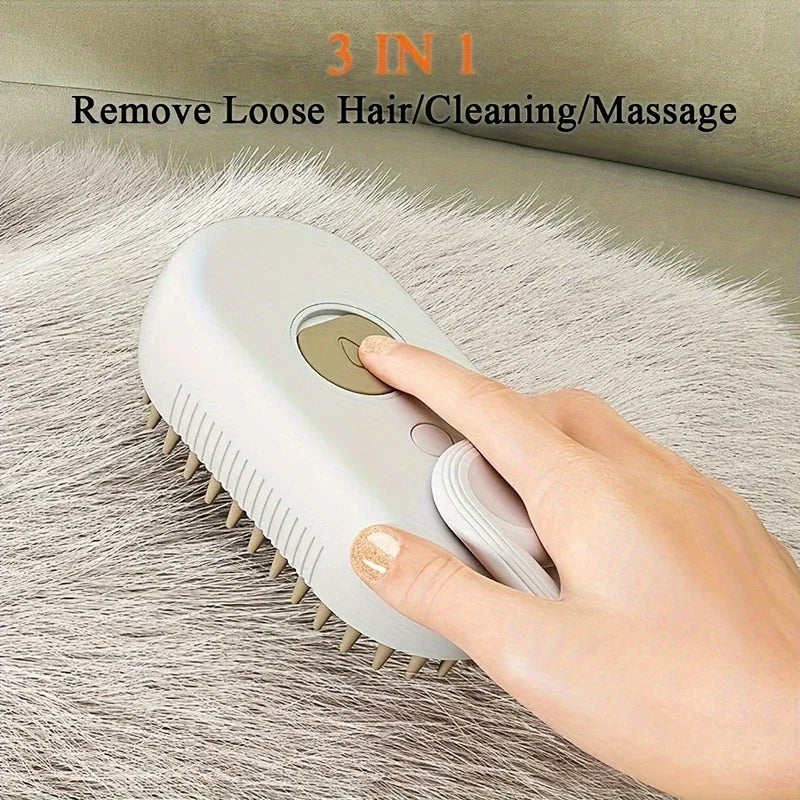 Pet Steam Brush For Cats And Dogs 3 In 1 Hair Removal Grooming
