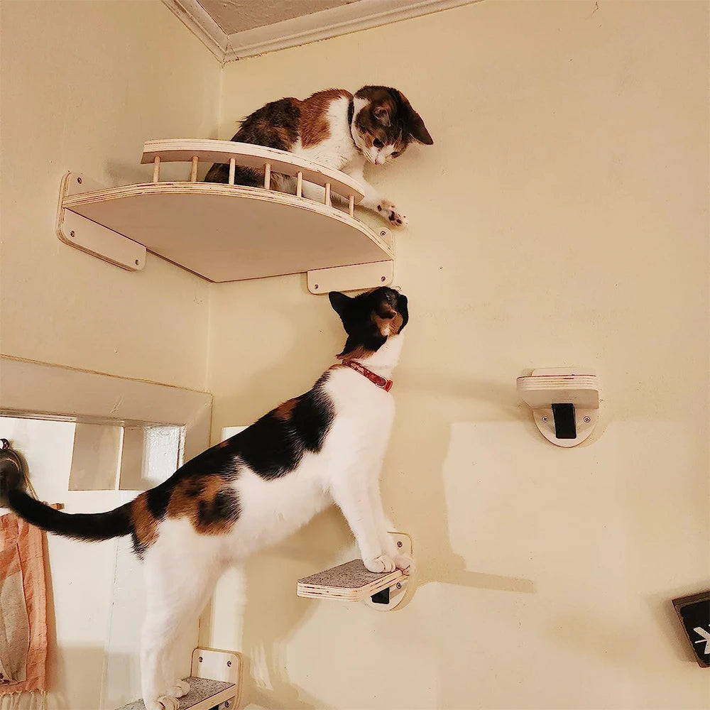 PETRAVEL Cat Climbing Shelf Wall Mounted Four Step Scratching Post