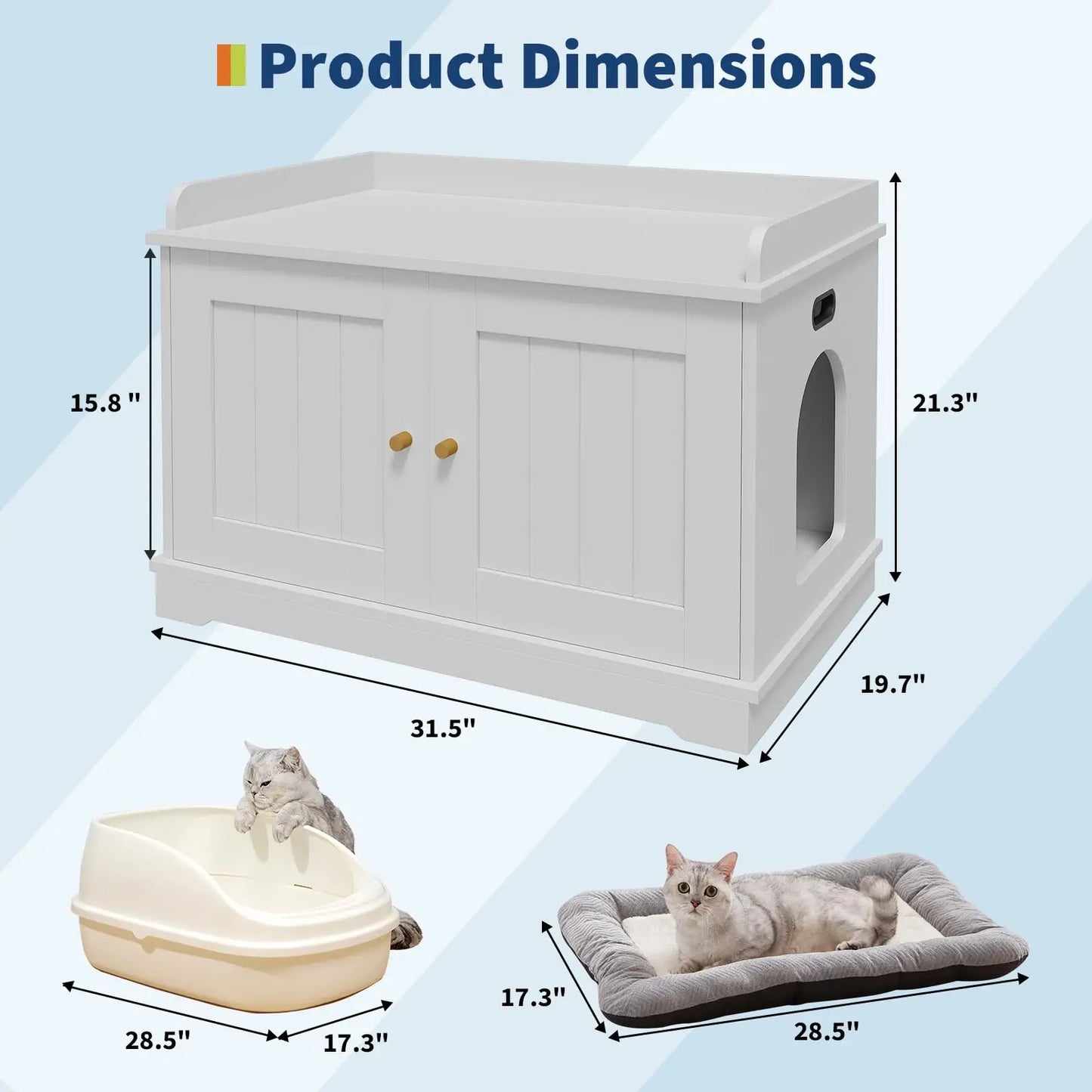 HiMISS Wooden Cat Litter Box Enclosure With Barn Door Ventilated