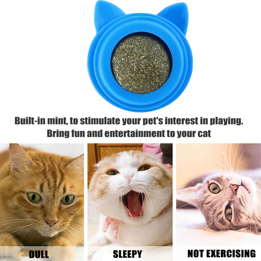 Shunmaii Rotatable Cat Cleaning Toy Catnip Wall Balls for Cats