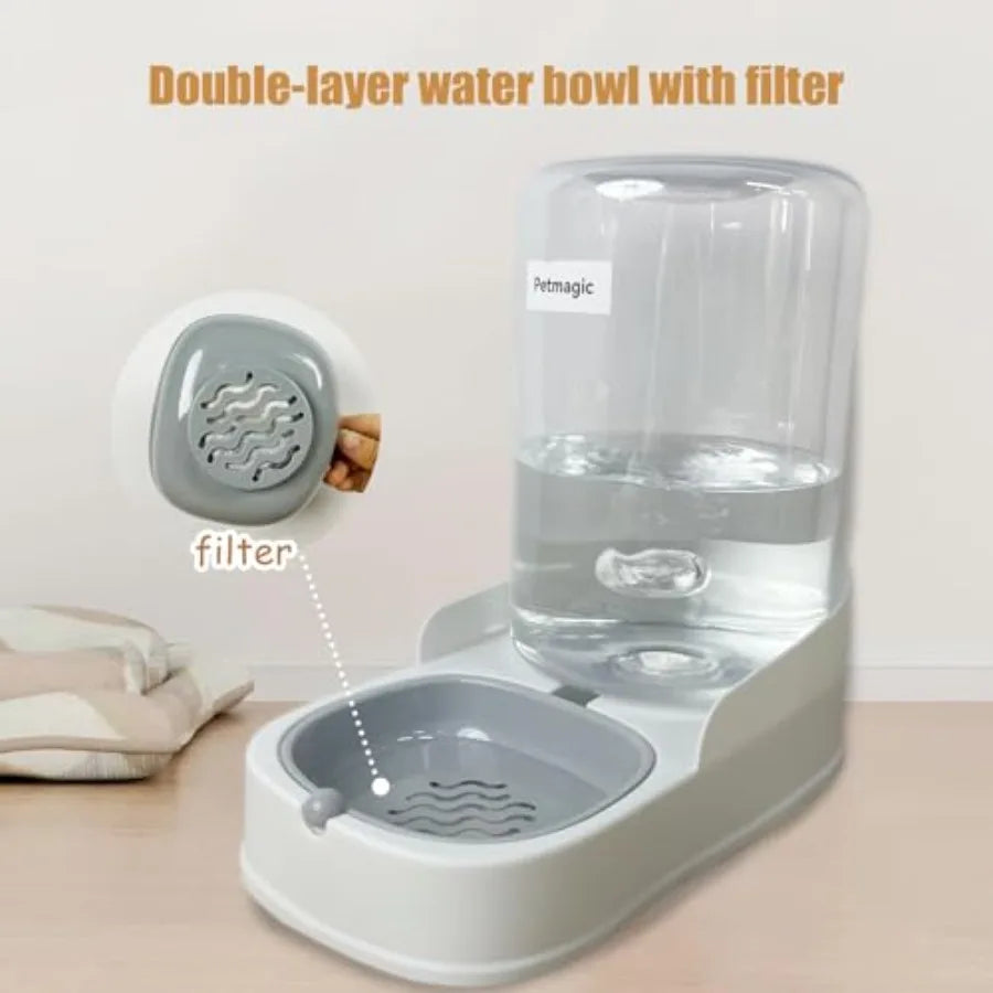Gravity cat Feeder by is a 3.6L Large-Capacity cat Food and Water Bowl Set. This Two-piece Set is Suitable for pet Feeding, Inc