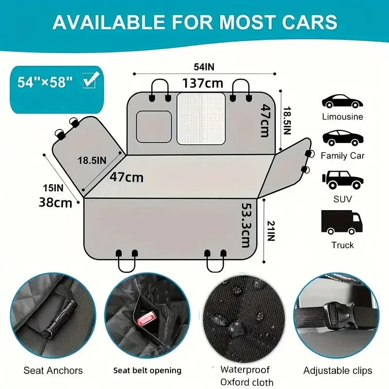 Dog Car Seat Cover Hammock 100 Percent Waterproof Nonslip