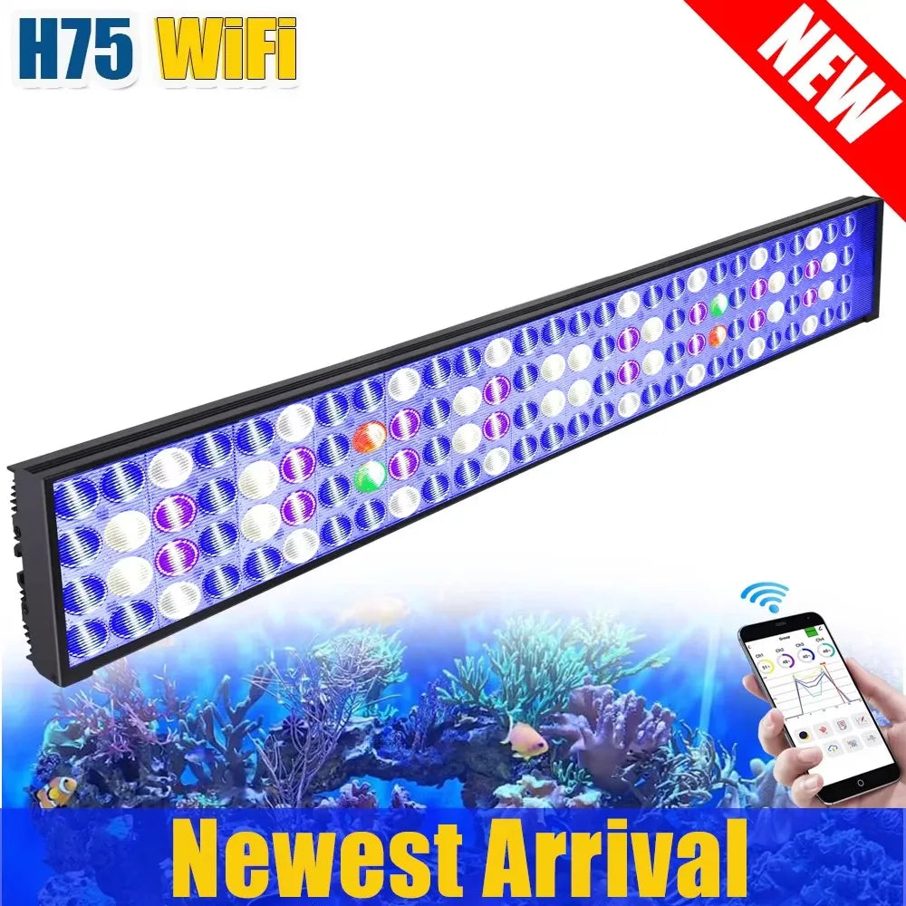 PopBloom WiFi Led Aquarium Light Full Spectrum Marine Reef Lamp