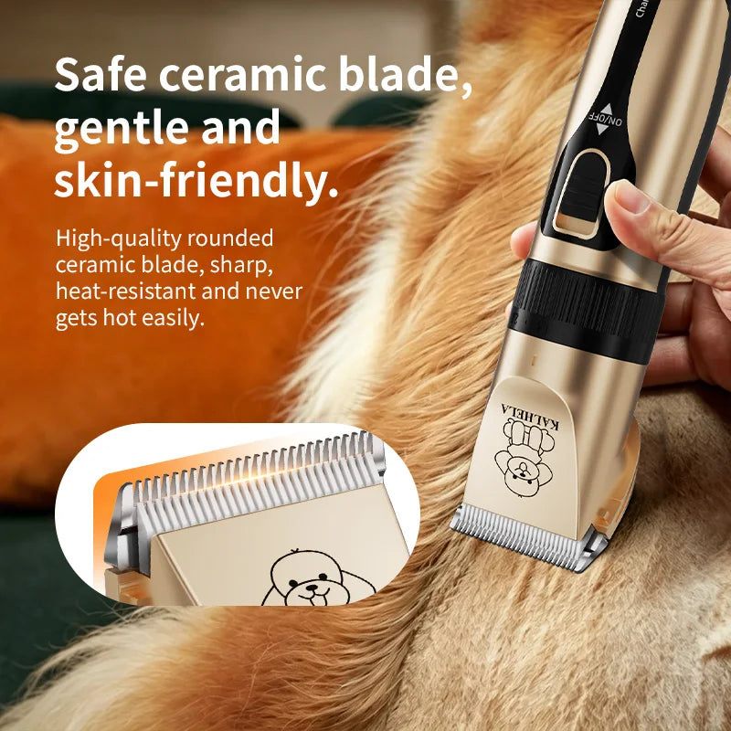Dog Clippers for Grooming, Pet Hair Trimmer for Cats Dogs, Rechargeable Low Noise Pet Grooming Kit with Nail Clippers, Scissors, Comb