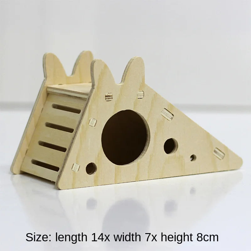 Wooden Hamster Toys Set With Cages Running Wheels Nests