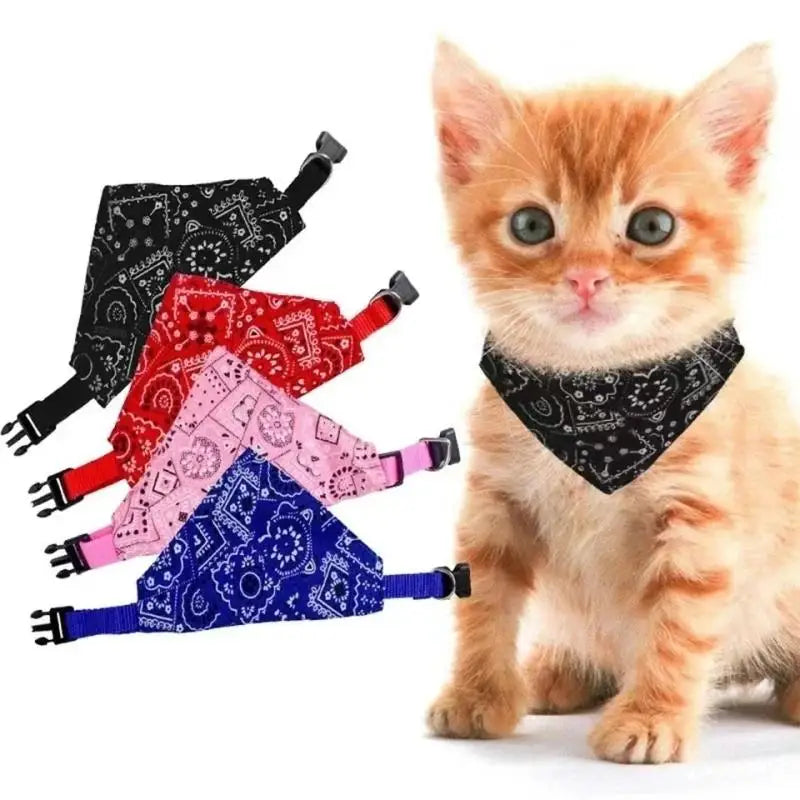 Cat Collar Lovely Adjustable Dog Cat Necktie Pet Triangular Saliva Tie Scarf Dog Bandana Collar
