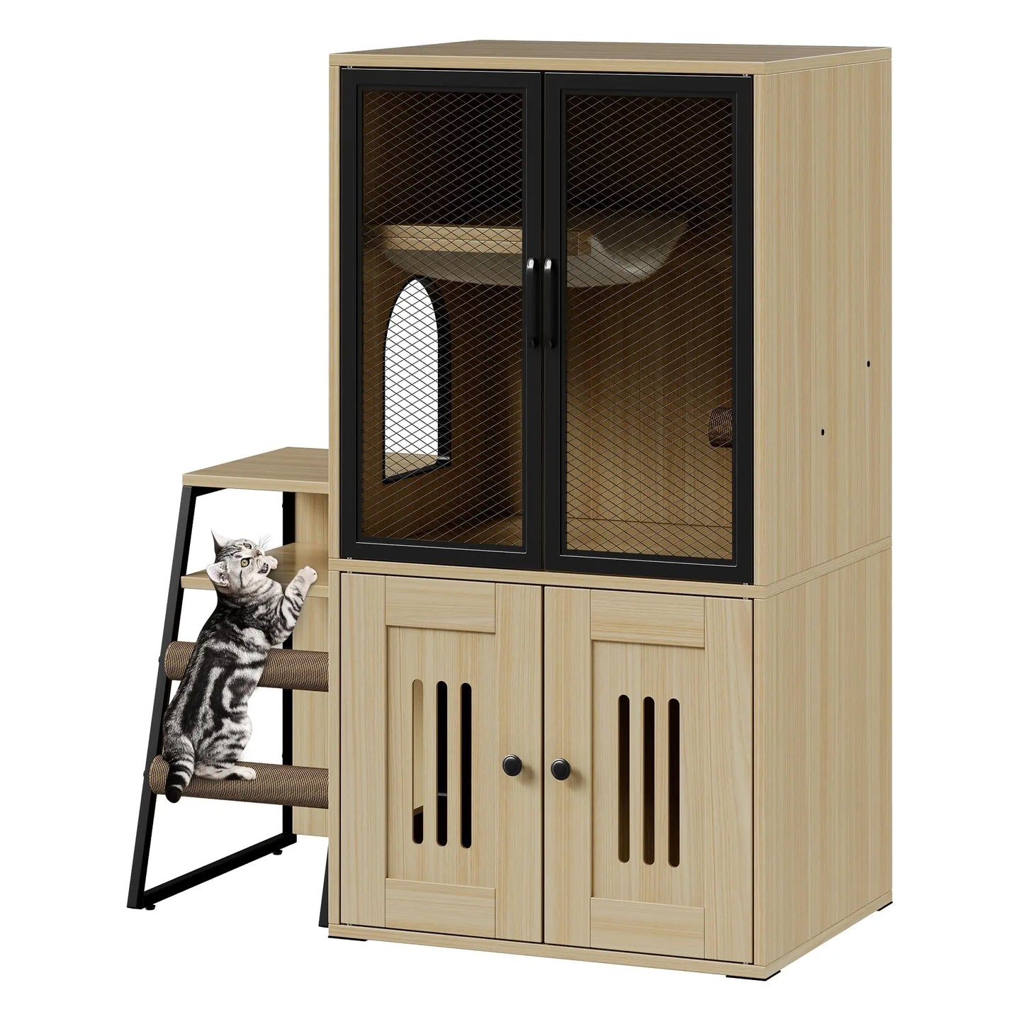 HiMISS Multifunctional Cat Litter Box Furniture Enclosed With Doors