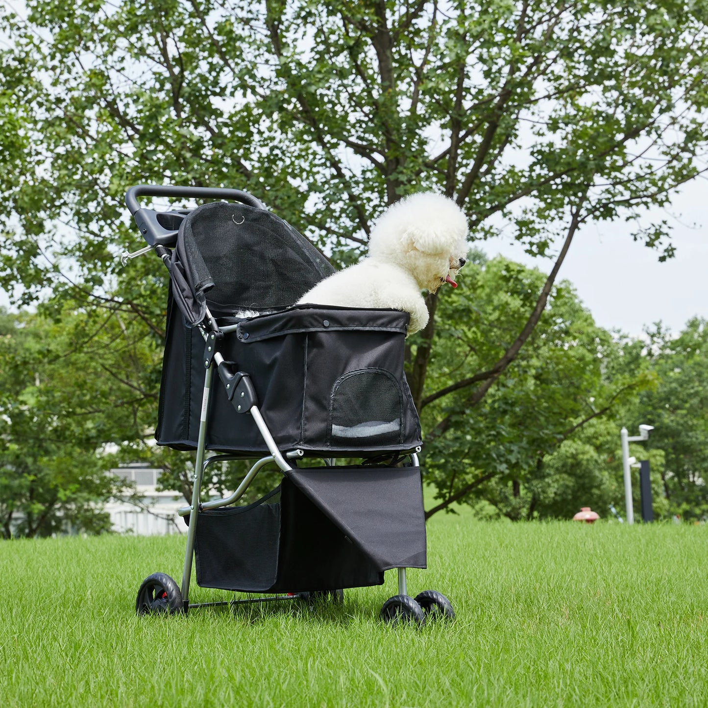 All Terrain Three Wheel Foldable Pet Stroller for Small Dogs and Cats
