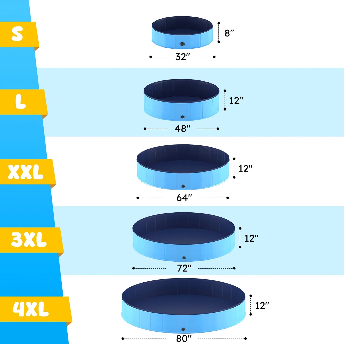 Portable Foldable Dog Pool for Pets Anti Slip Bath Tub