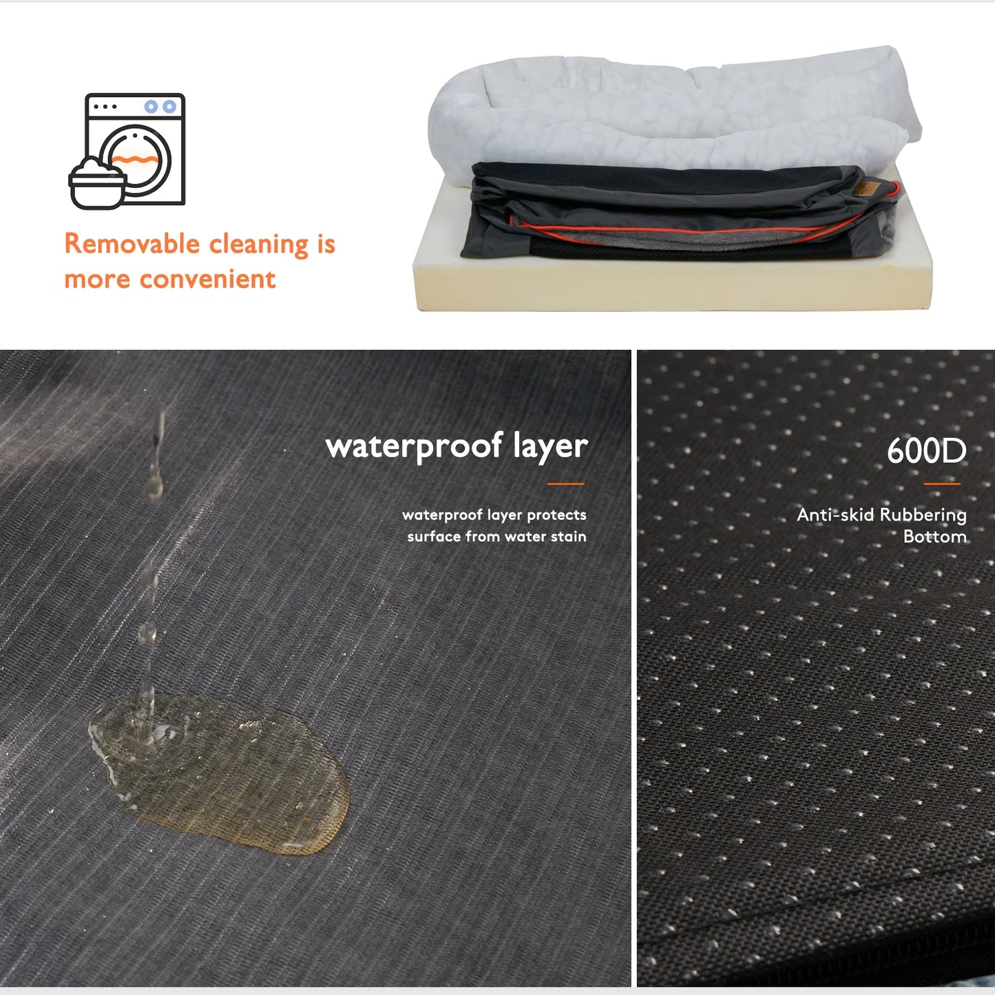 BINGOPAW Waterproof Anti Allergy Large Dog Bed With Removable Cover