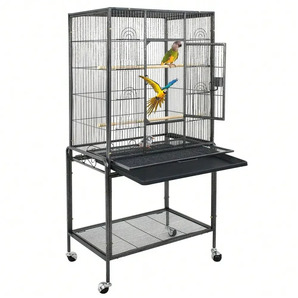 Durable Iron Play Top Bird Cage for Parrots and Finches