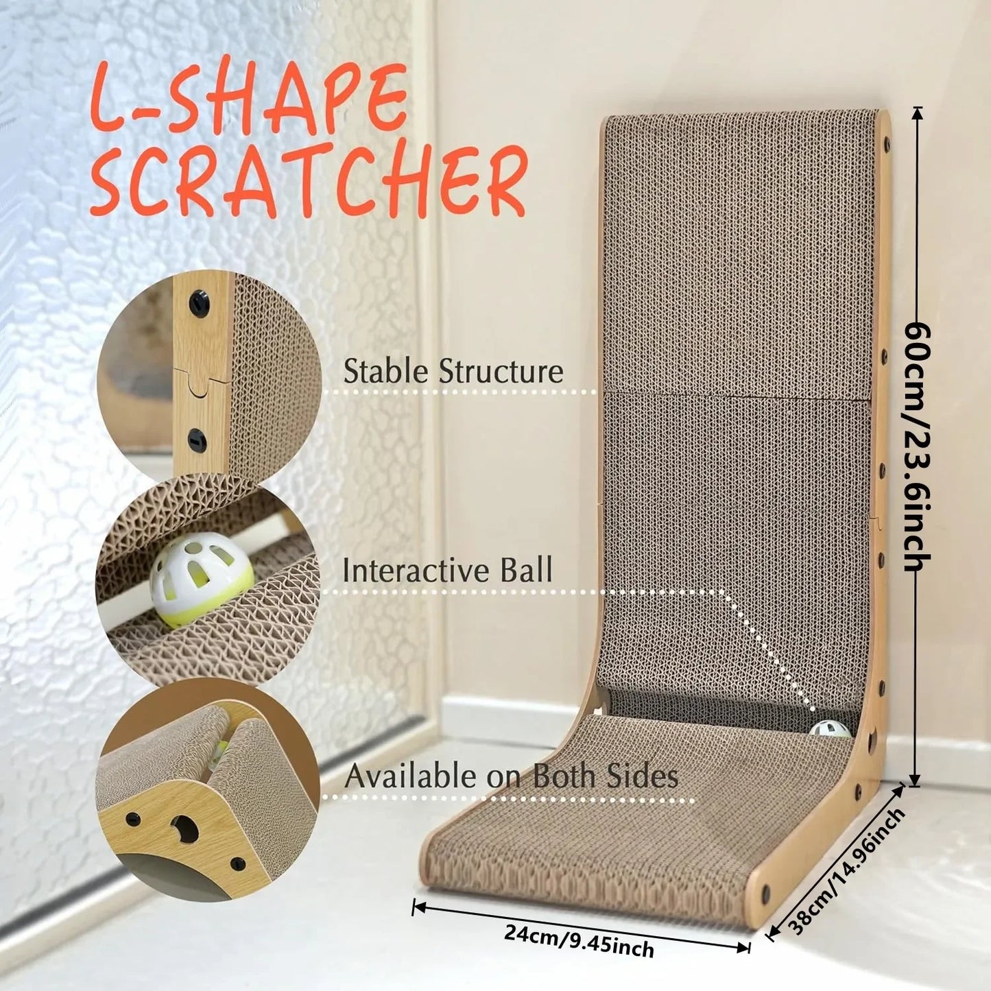 L Shaped Cat Scratching Post Indoor Safe Cardboard Pad