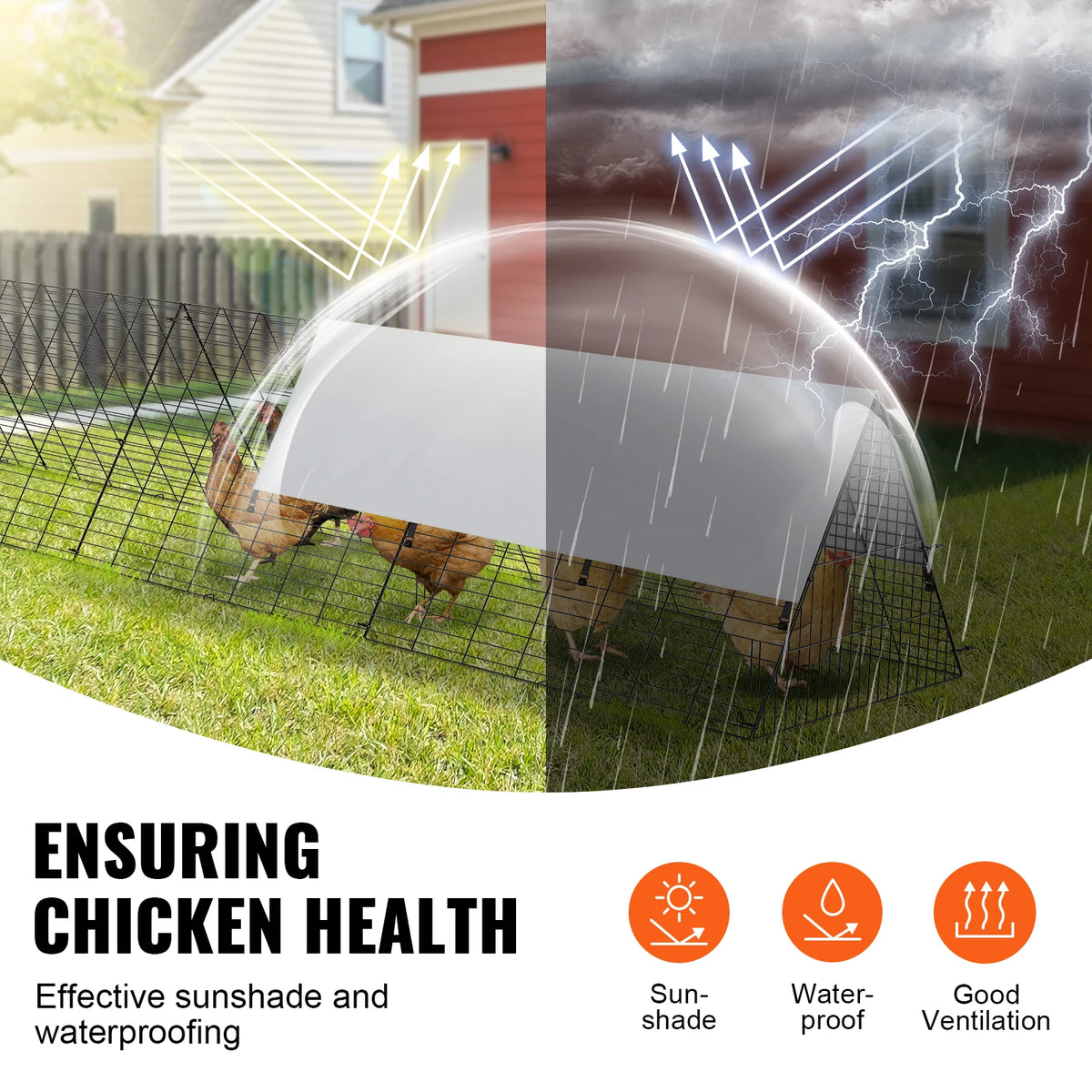SucceBuy Portable Iron Chicken Tunnels For Outdoor Yard Use With Corner Frames