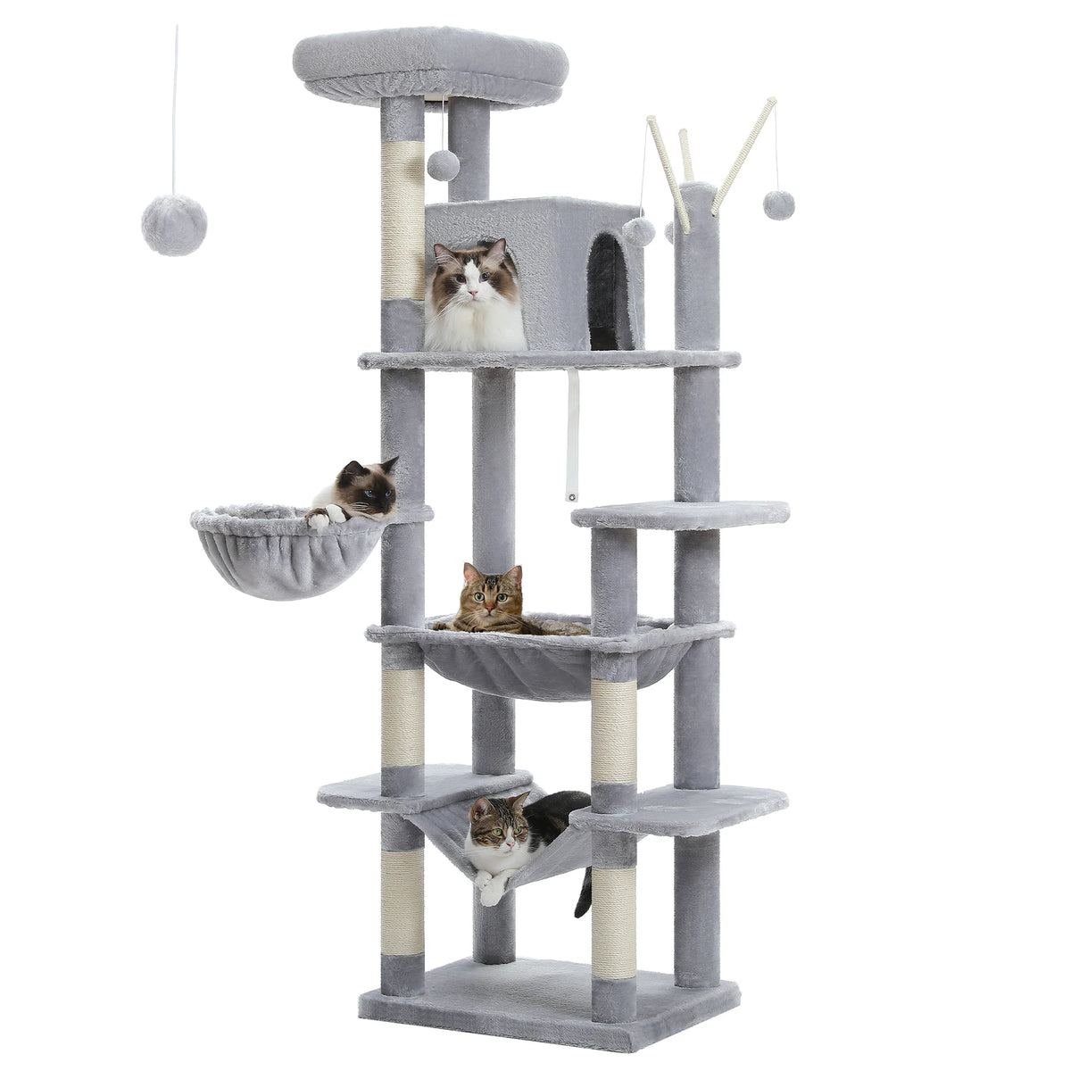 Pawz Road Large Multi-Level Plush Cat Tree With Scratching Posts