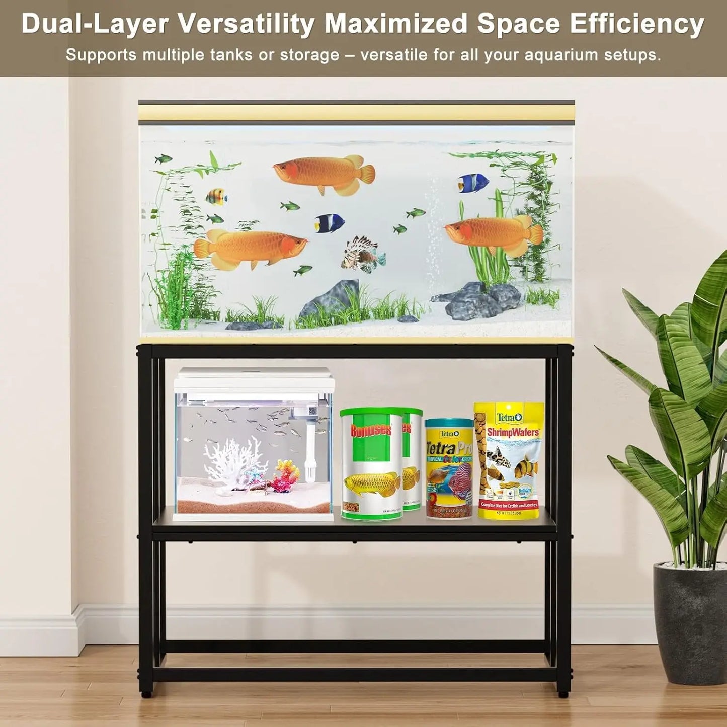 Stainless Steel Aquarium Stand Dual Layer Design For Home Office