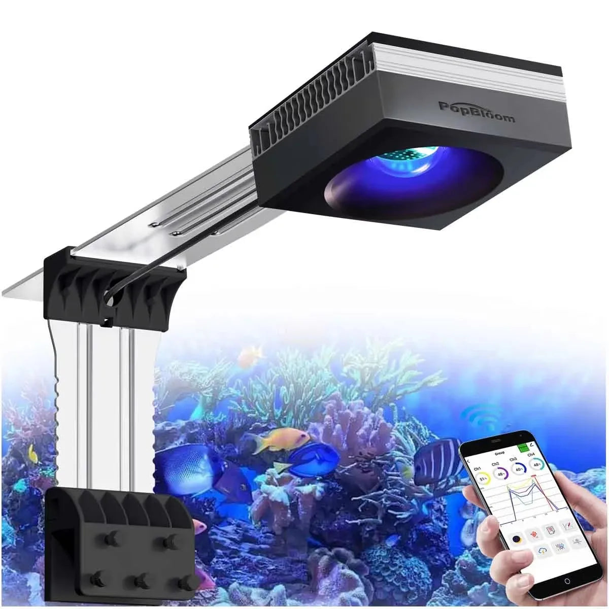 PopBloom RL90 WiFi Reef Aquarium LED Light Full Spectrum