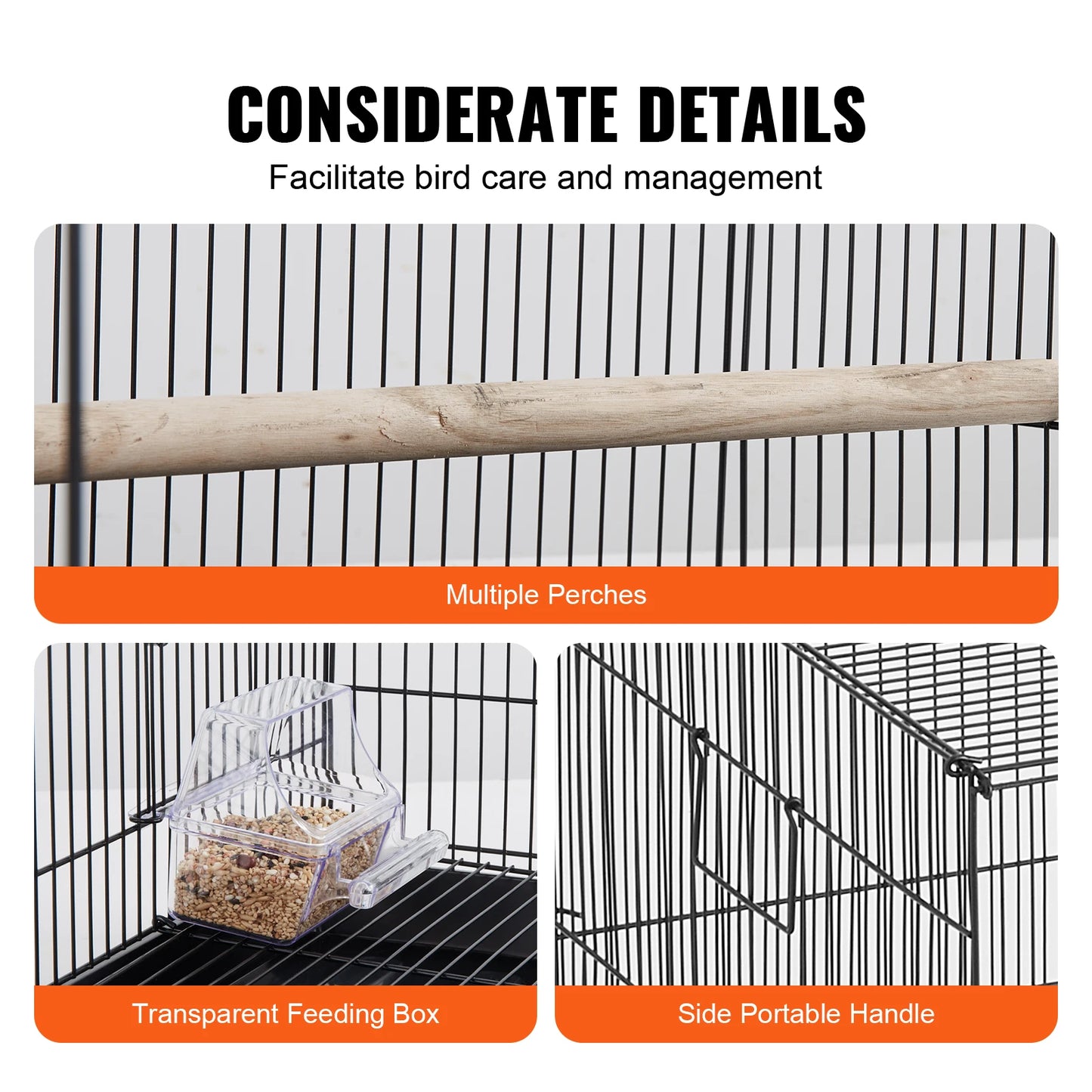 SucceBuy Metal Bird Cage With Rolling Stand For Parrots Budgies