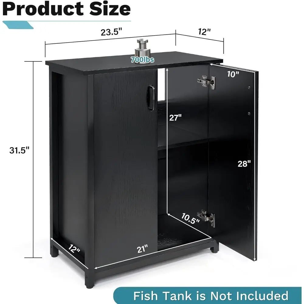 Fish Tank Stand With Storage Cabinet And Power Outlets