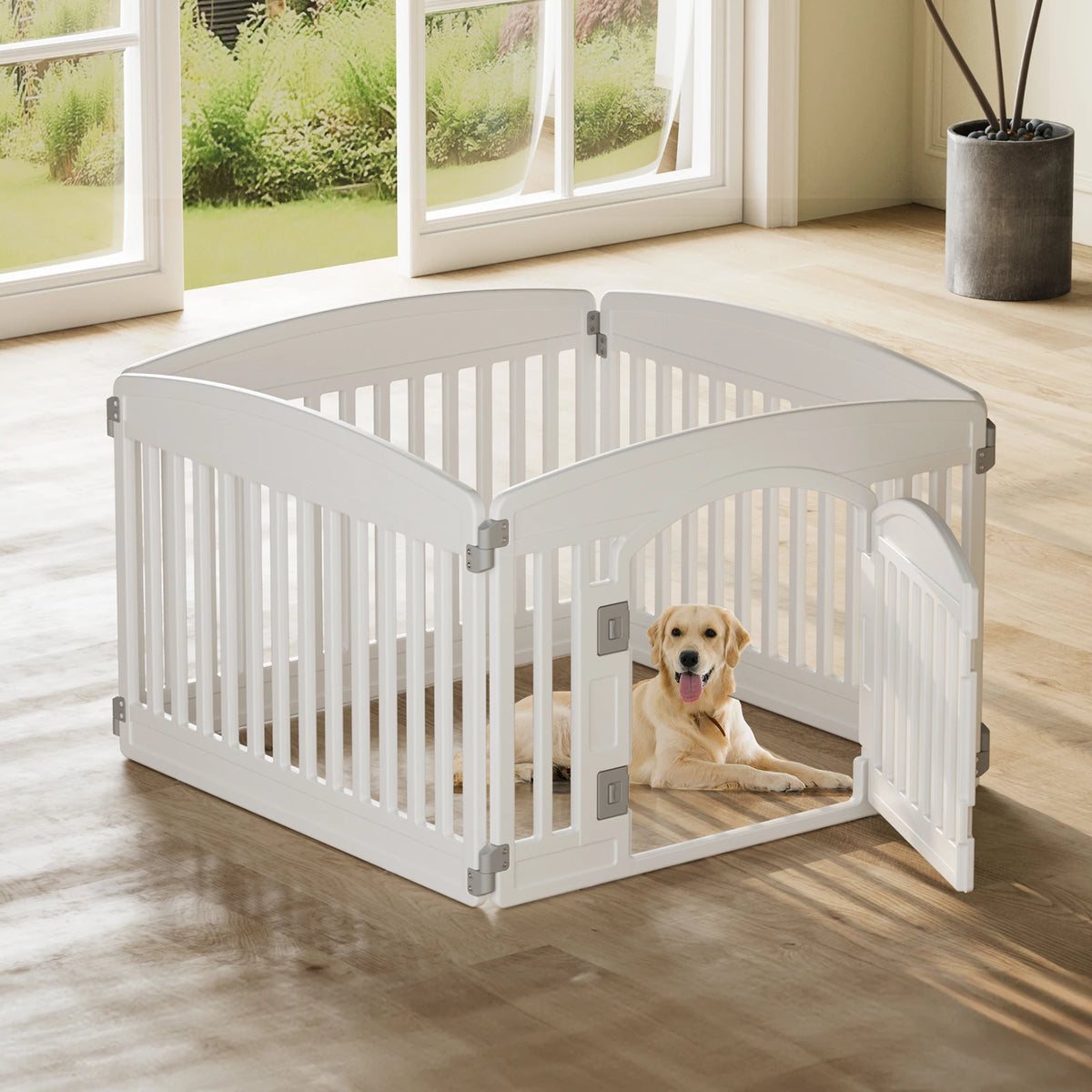 JHK 6 Panel Plastic Dog Playpen For Medium Pets