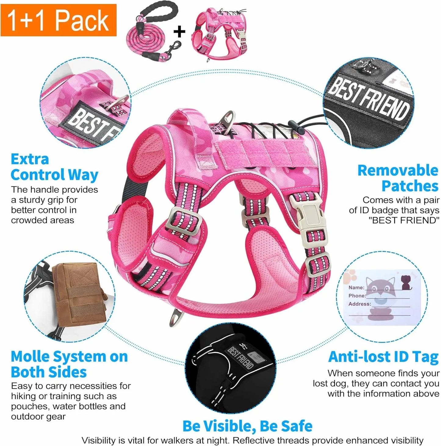Heavy Duty Tactical Dog Harness Reflective No Pull