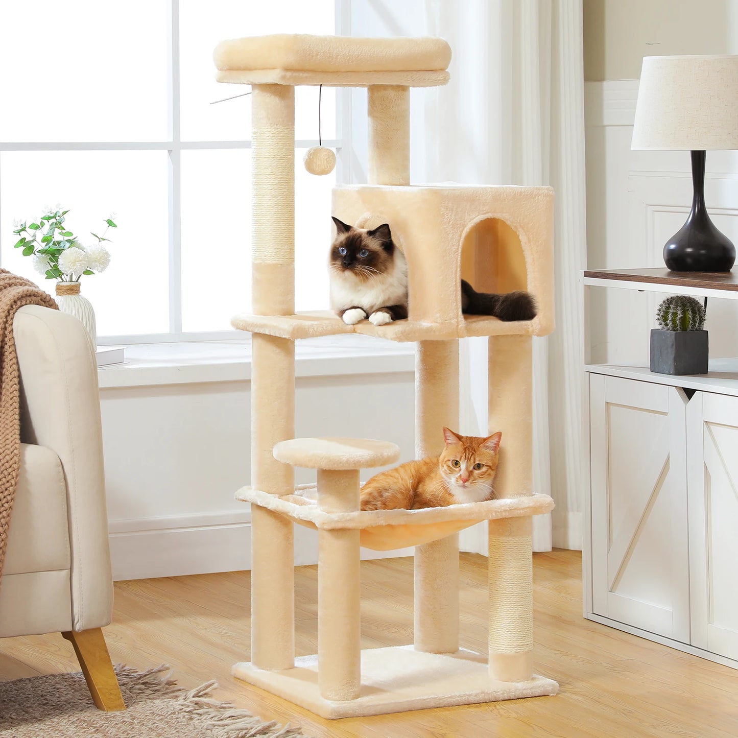 PEQULTI 5 Level Cat Tree Tower With Top Perch And Hammock