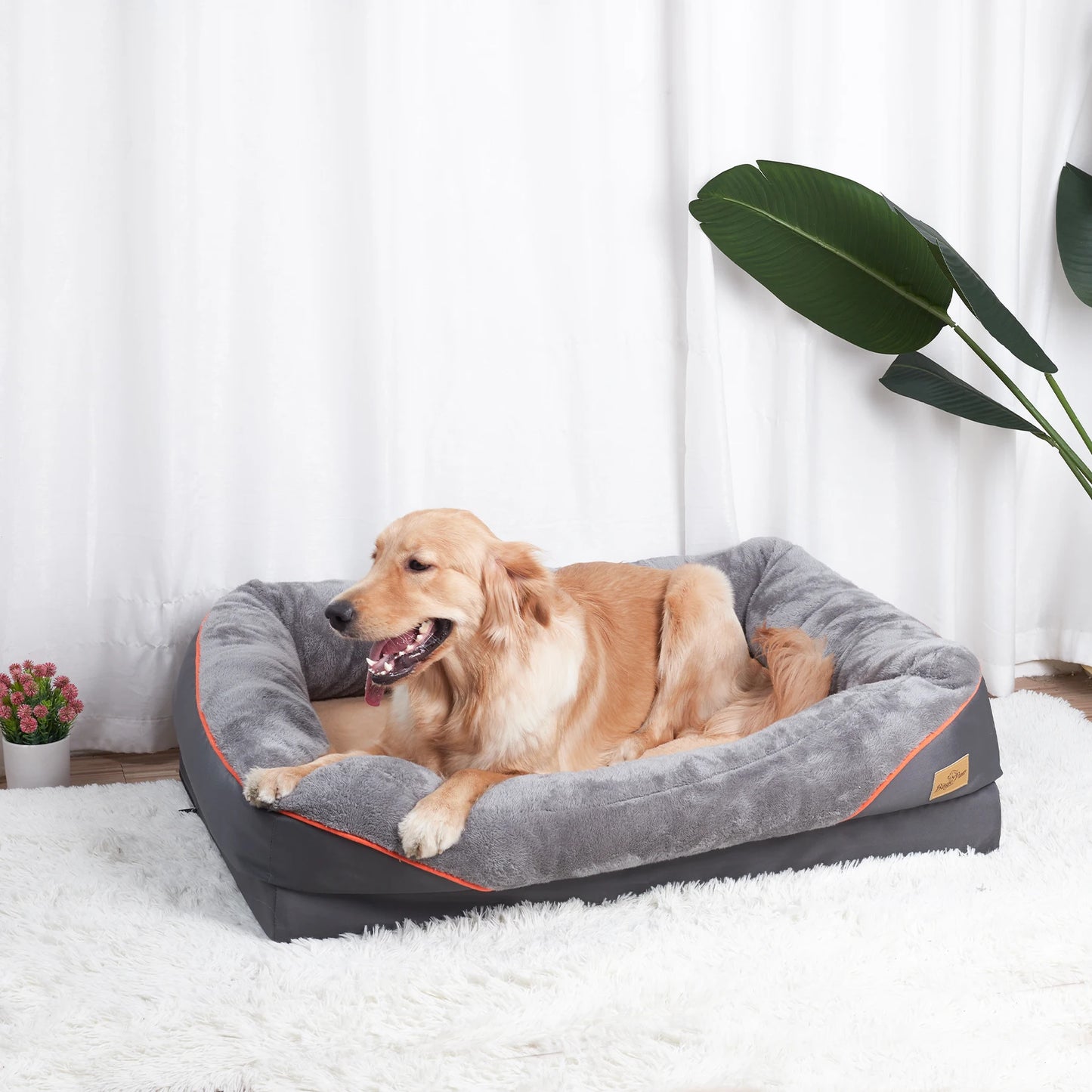 BINGOPAW Waterproof Anti Allergy Large Dog Bed With Removable Cover