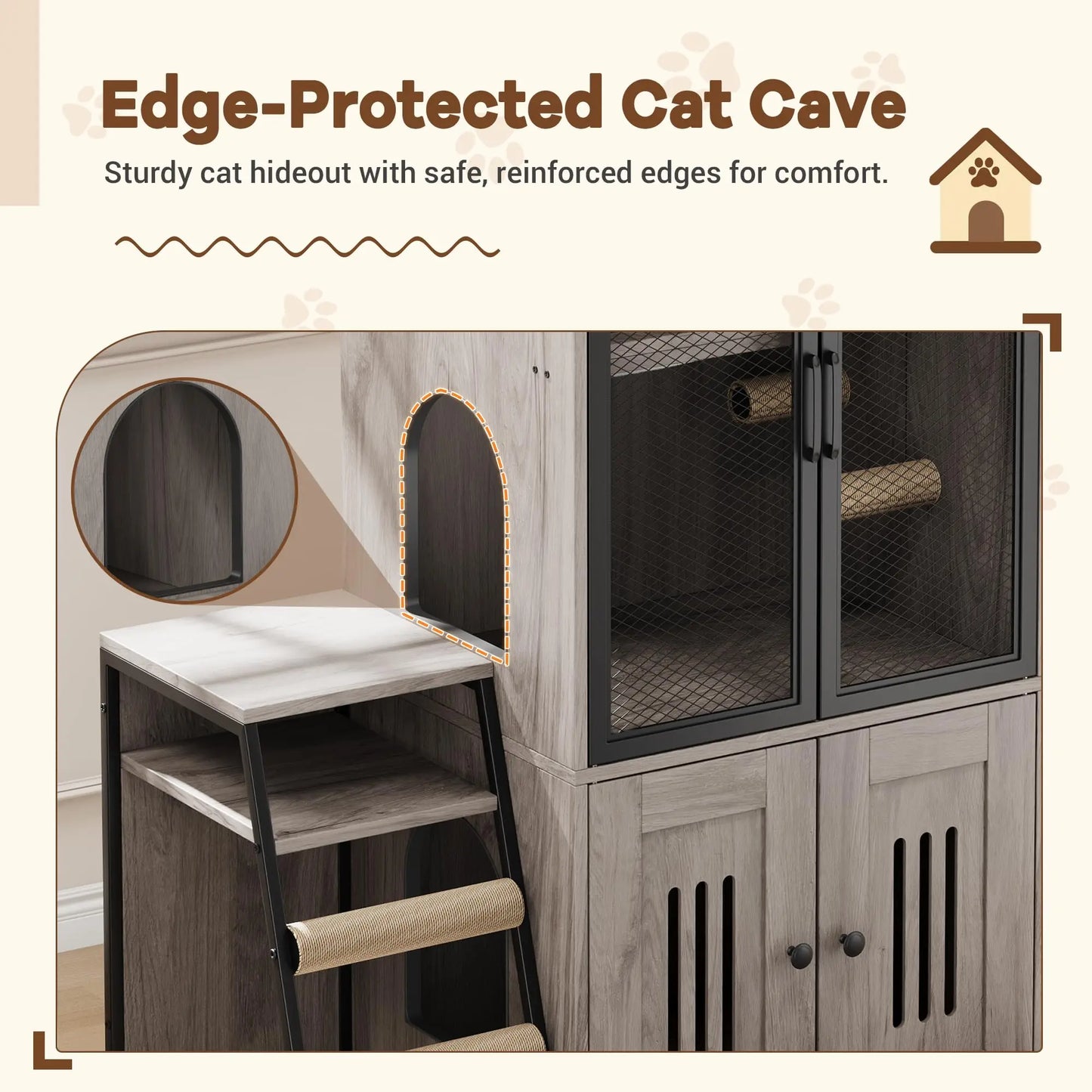 HiMISS Multifunctional Cat Litter Box Furniture Enclosed With Doors